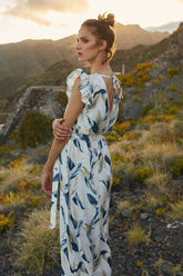 Birdy midi-jurk met ruches